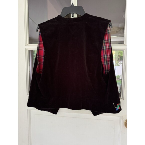 Karen Scott Vest Petite Large Black Velvet Christmas Stockings Jingle Bells VTG - Picture 4 of 5